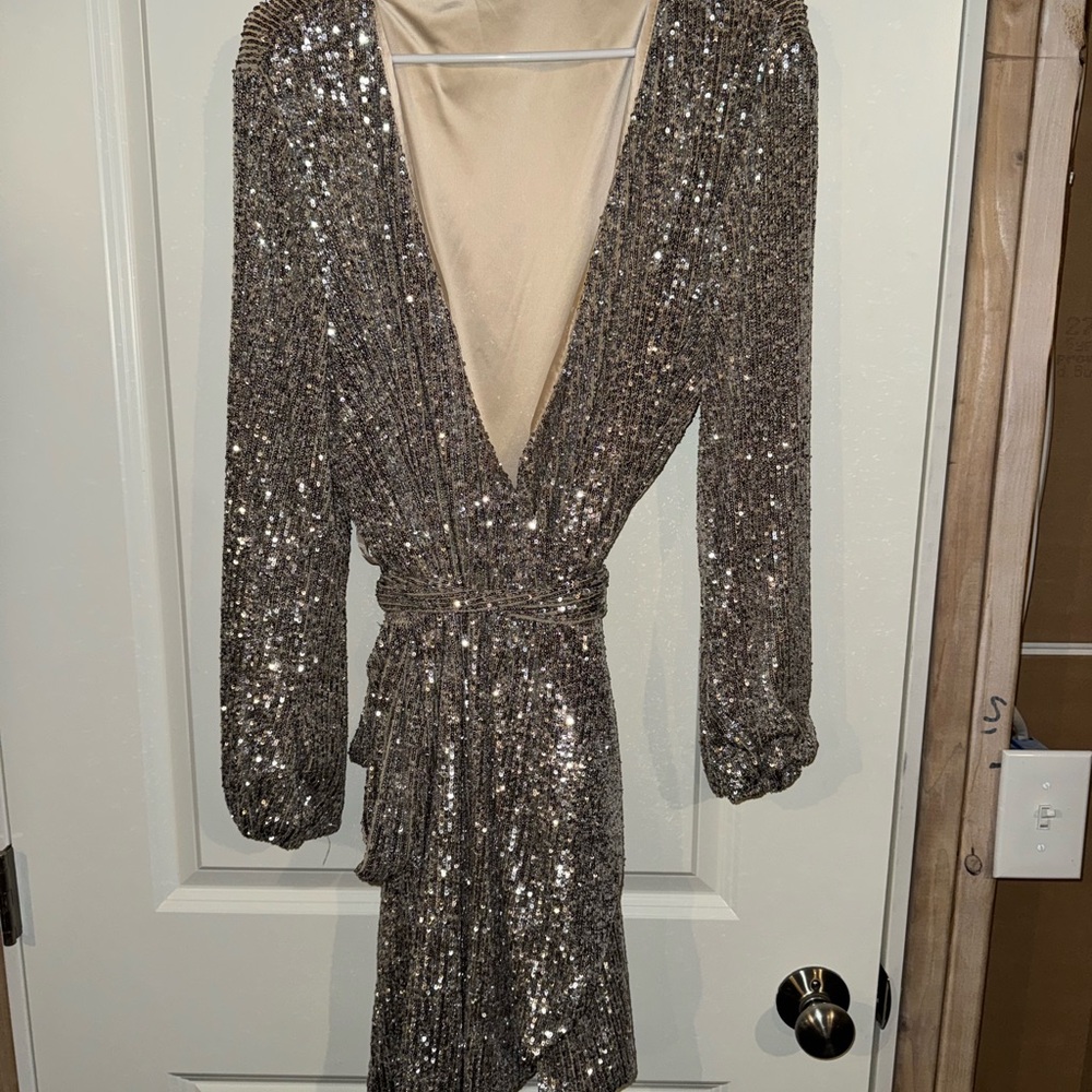 Gianni Bini Silver Sequin Mini Dress